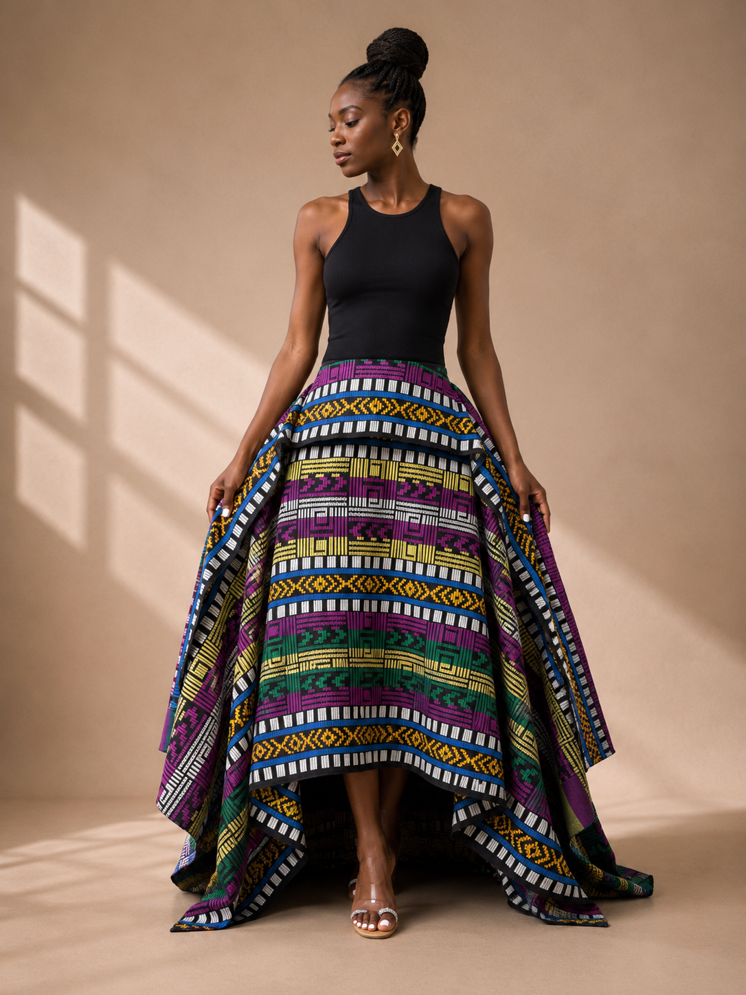 Akwete Skirt - Purple/Green