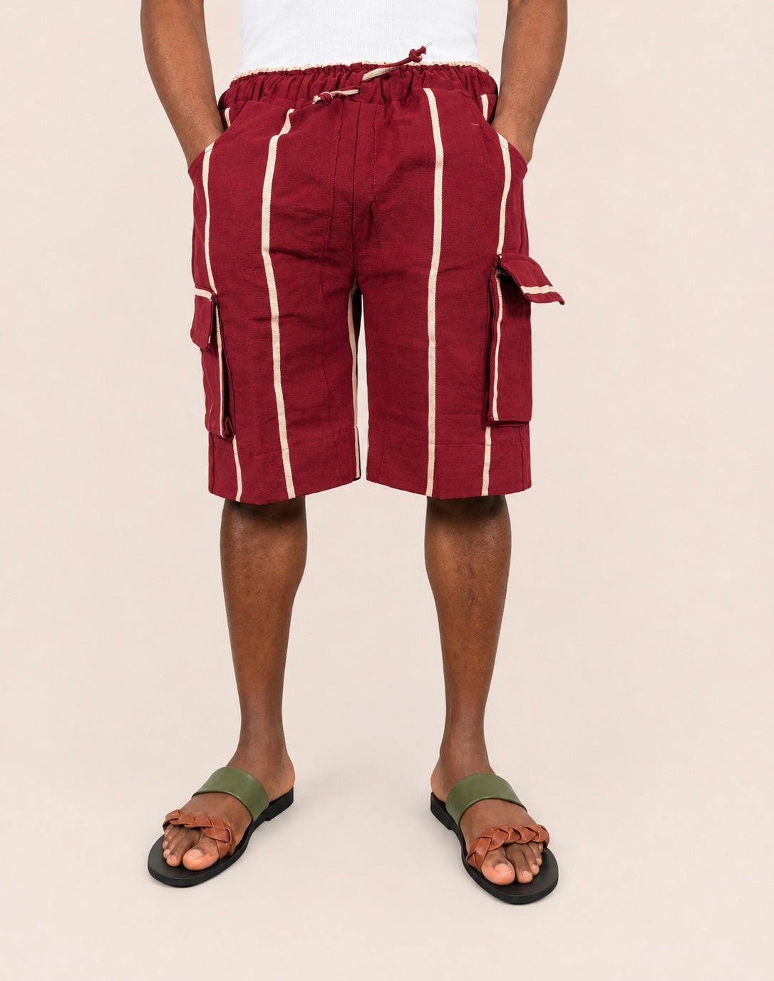 Cargo Shorts - Red/Cream