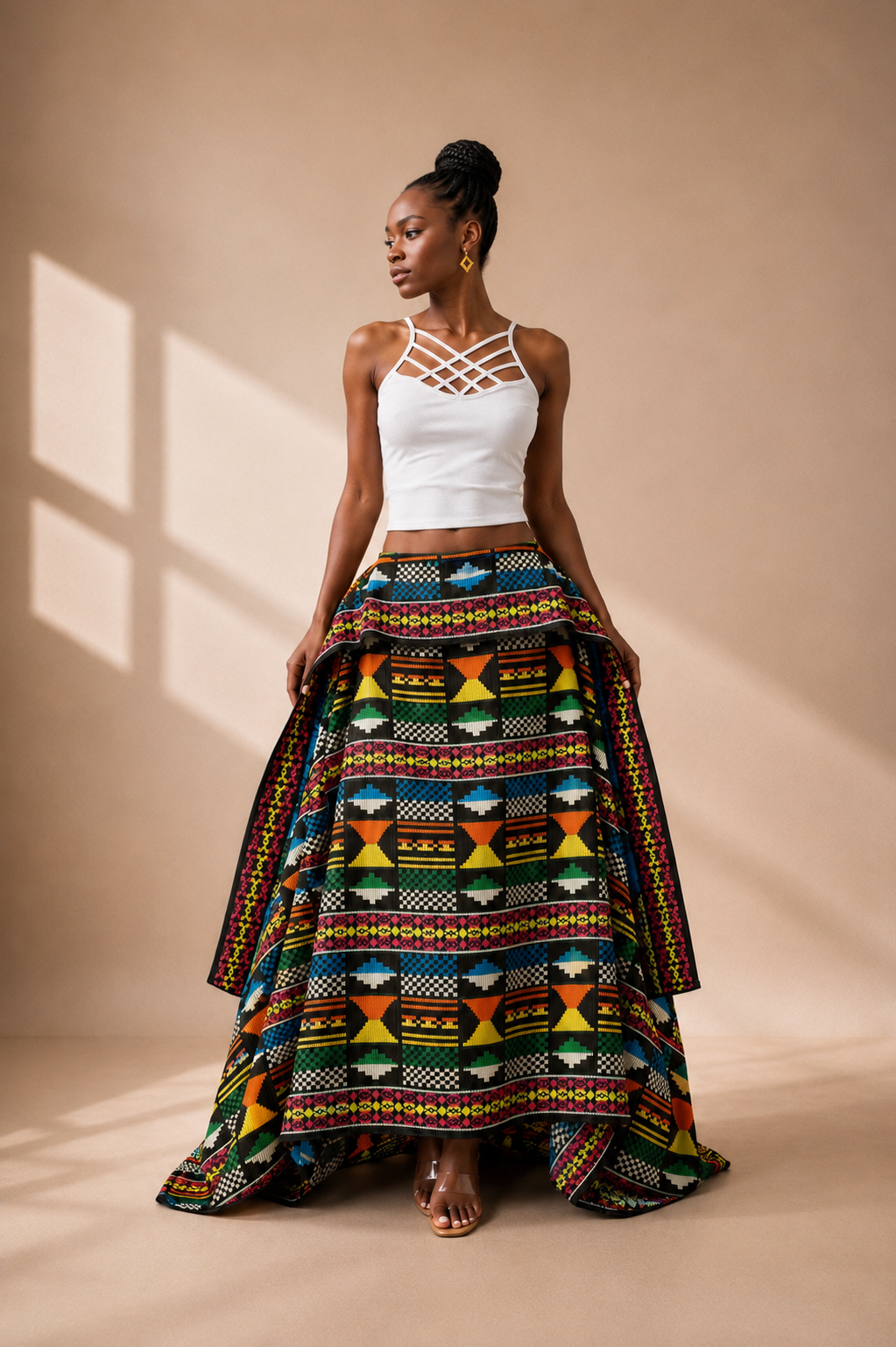 Akwete Skirt - Blue/Orange/Yellow/Green