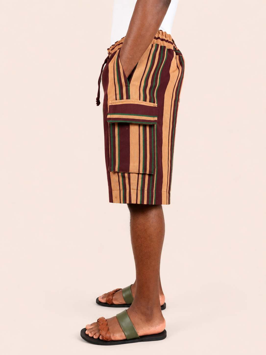 Cargo Shorts - Tan/Burgundy/Green