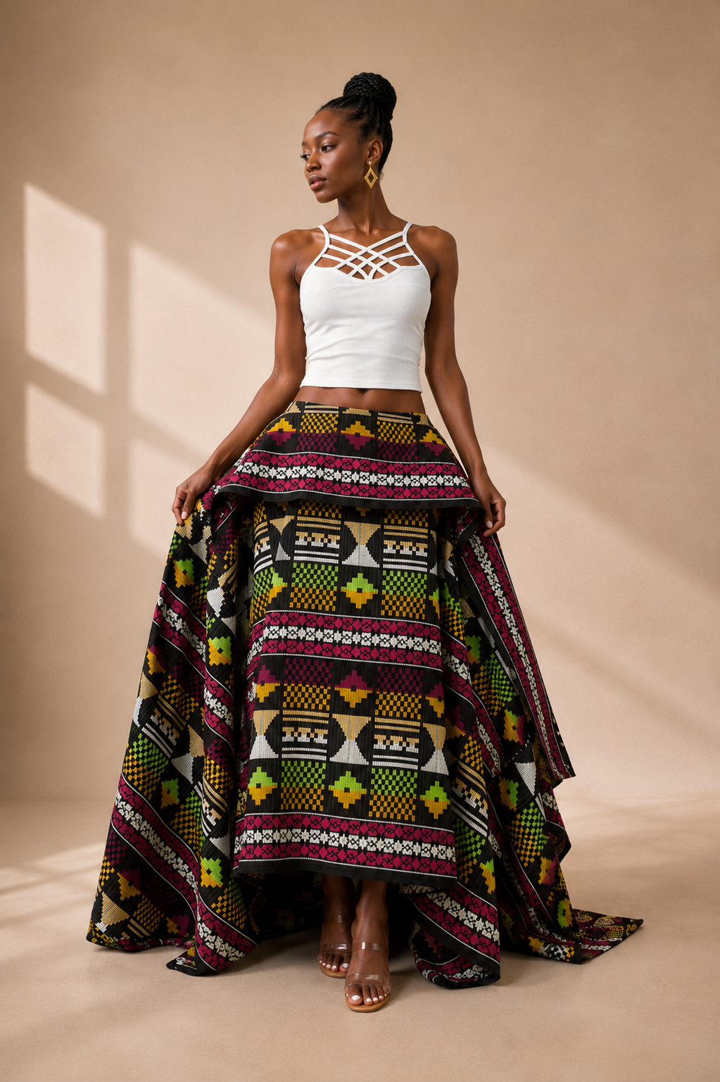 Akwete Skirt - Pink/Green