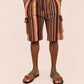Cargo Shorts - Tan/Burgundy/Green
