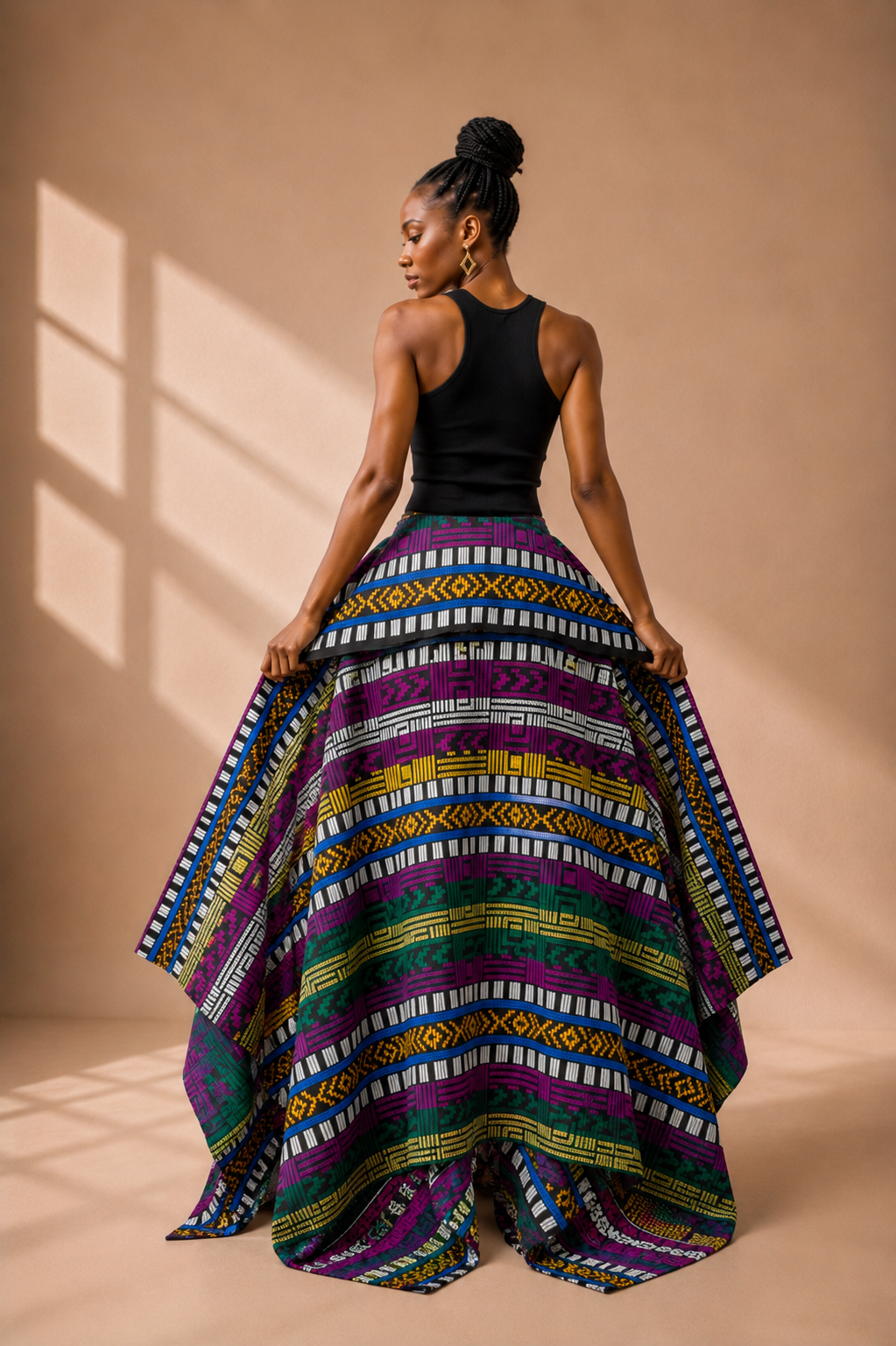 Akwete Skirt - Purple/Green