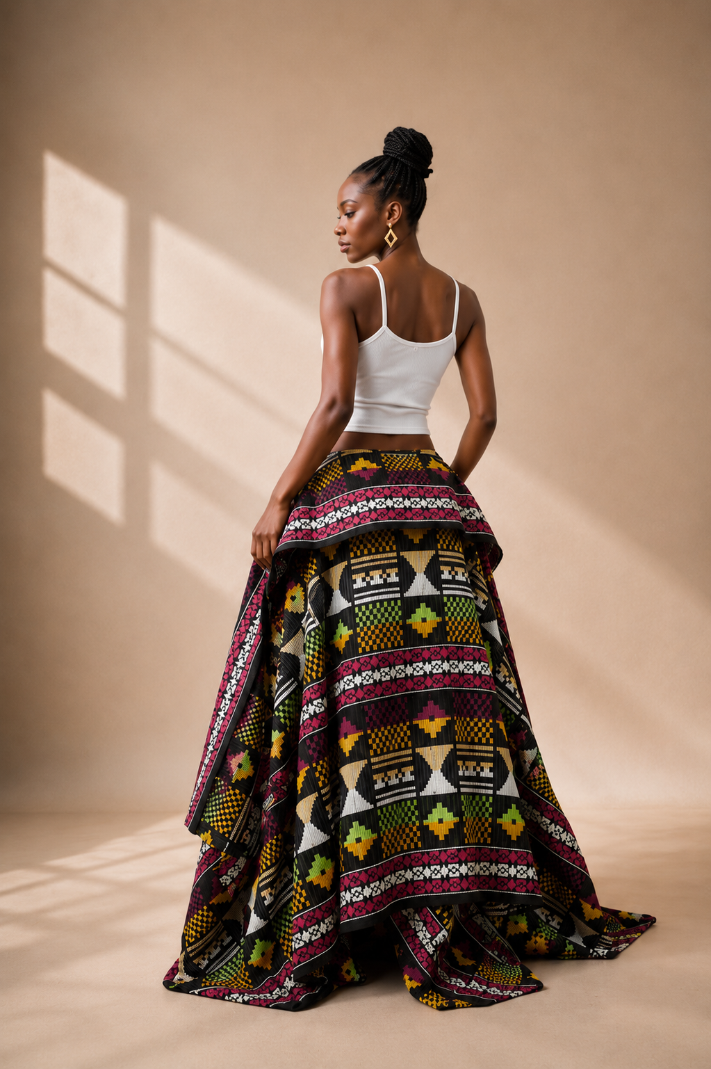Akwete Skirt - Pink/Green