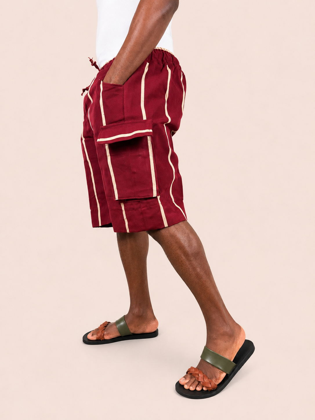 Cargo Shorts - Red/Cream