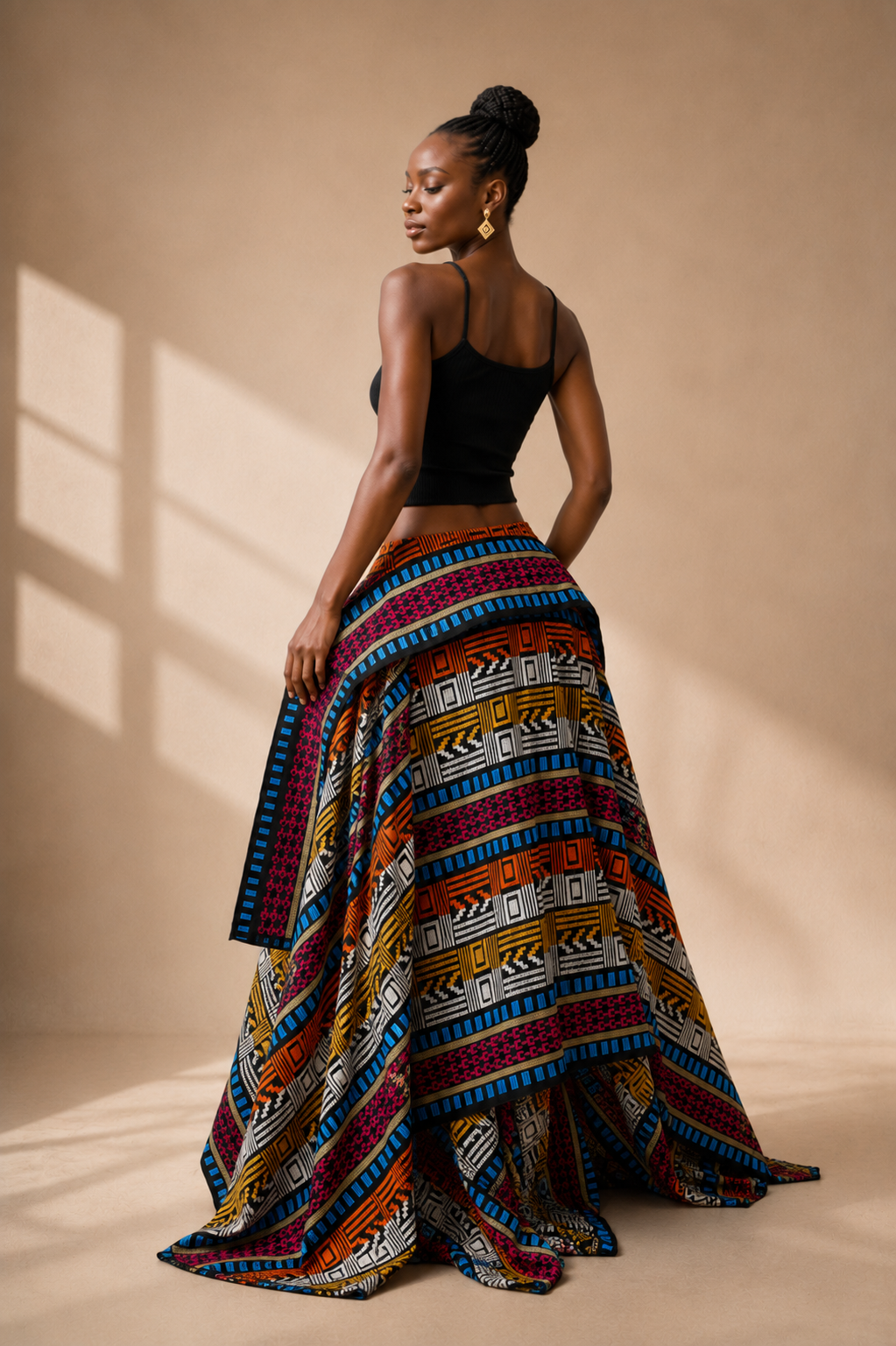 Akwete Skirt - Orange/Blue