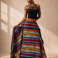Akwete Skirt - Orange/Blue