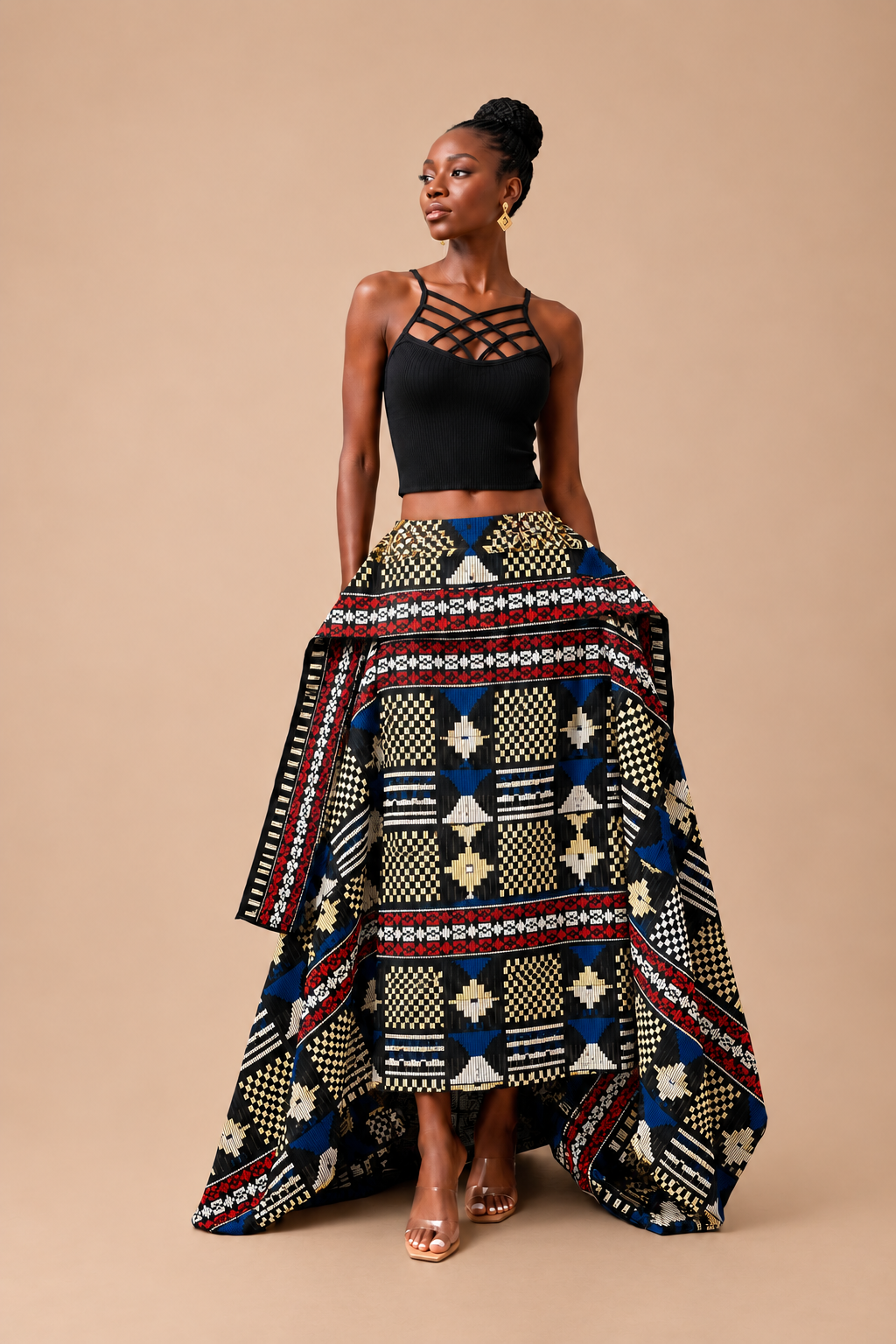 Akwete Skirt - Blue/Red