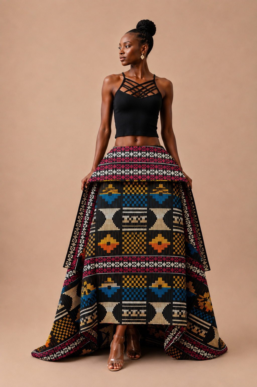 Akwete Skirt - Pink/Blue/Yellow/Orange