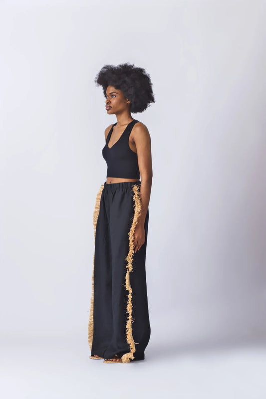 Mba Pant — Black Linen by EKI KERE – view 2