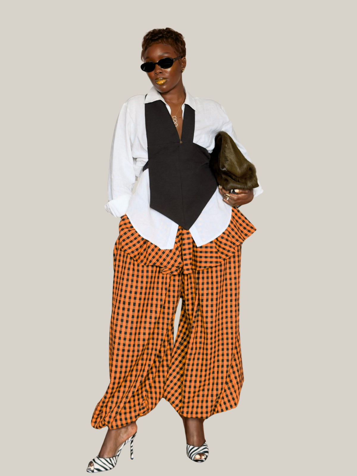 Bubble Skirt Pants – Orange/Black