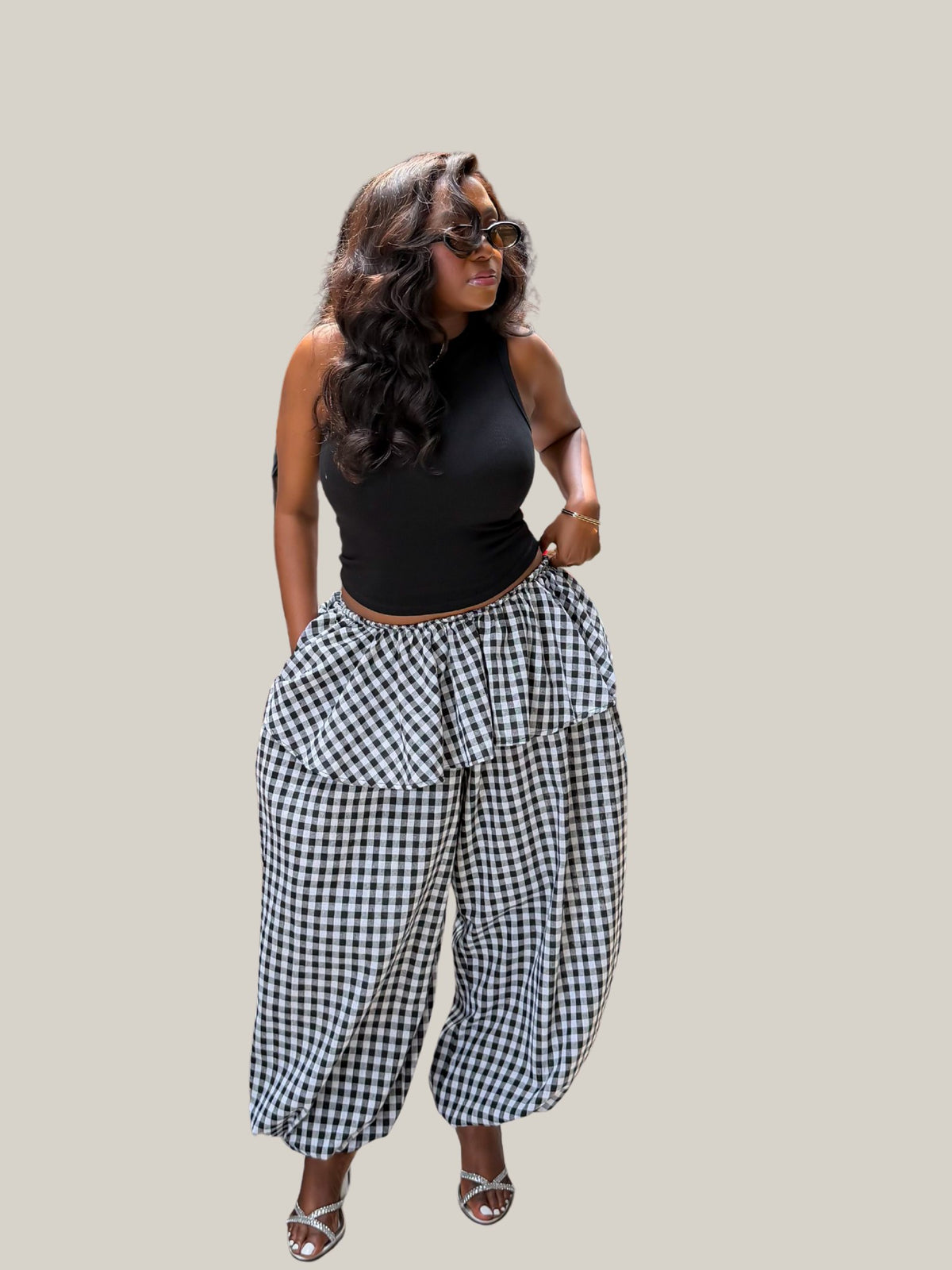 Bubble Skirt Pants – White/Black