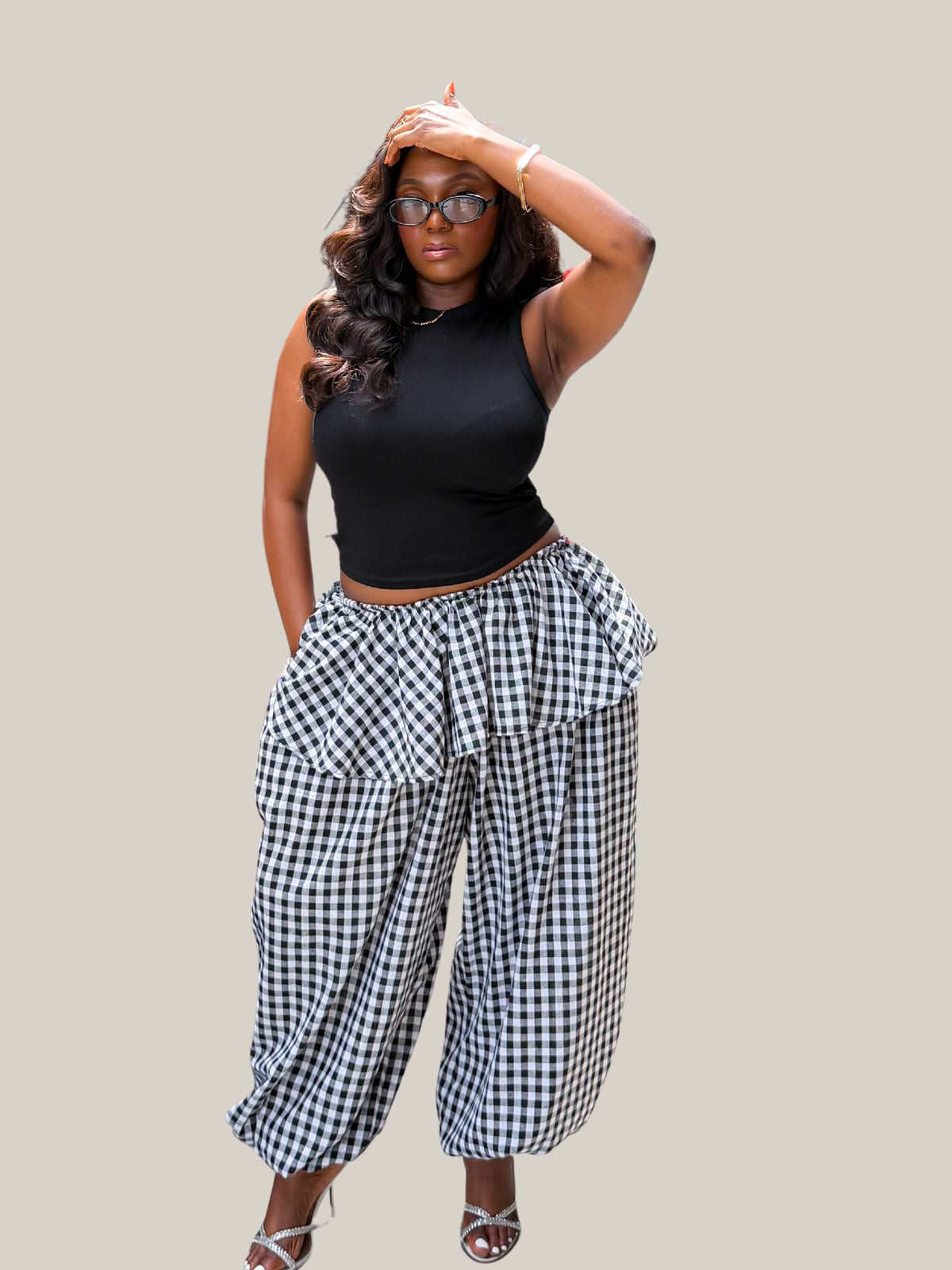 Bubble Skirt Pants – White/Black