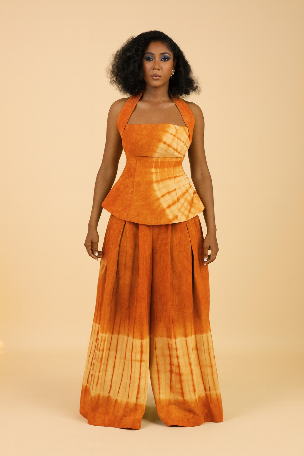 Rinni Adire Two-Piece Set - Orange